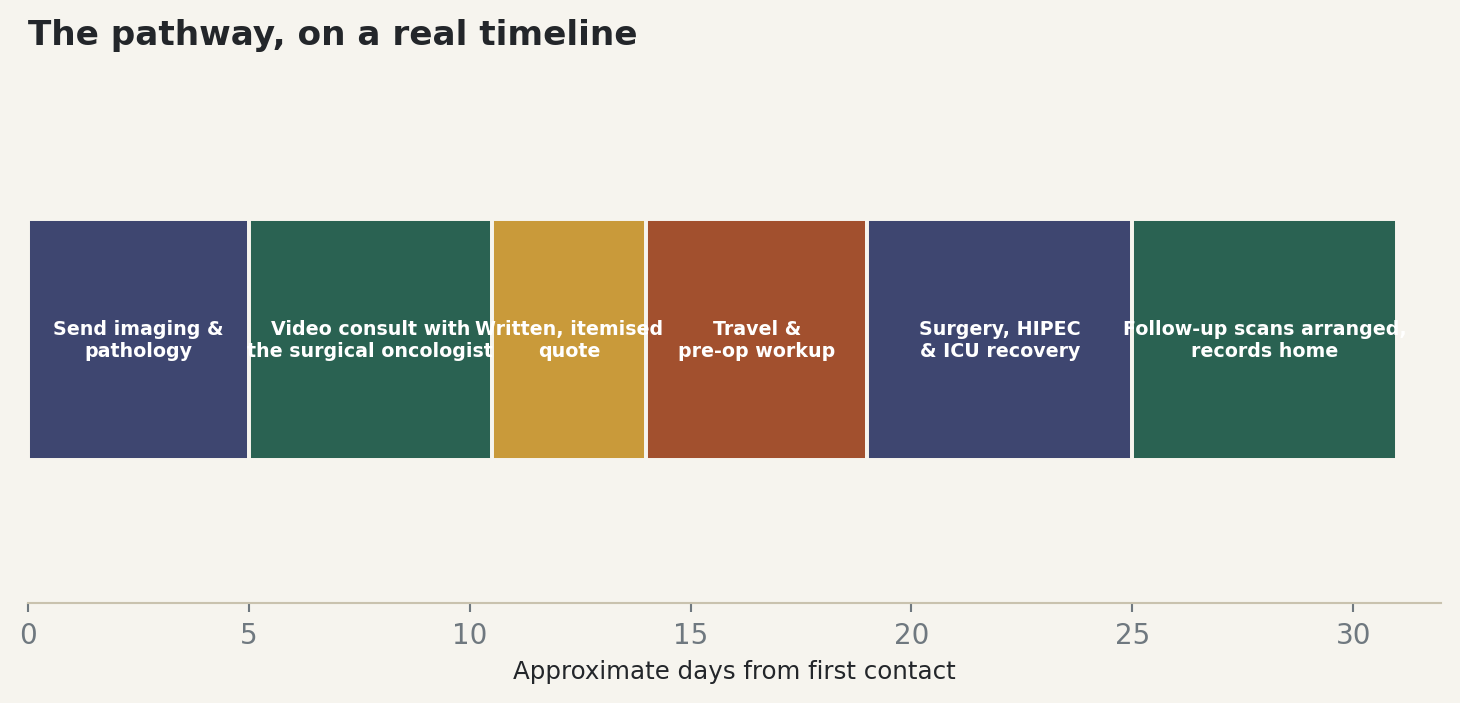 Chart: The pathway, on a real timeline