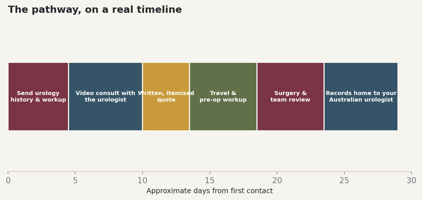 Chart: The pathway, on a real timeline