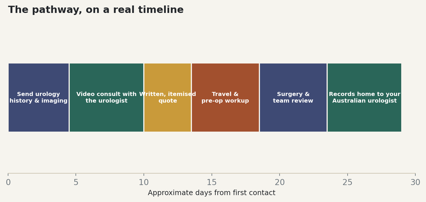 Chart: The pathway, on a real timeline