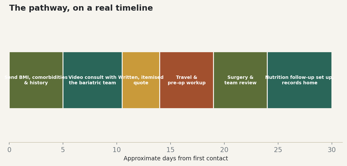 Chart: The pathway, on a real timeline