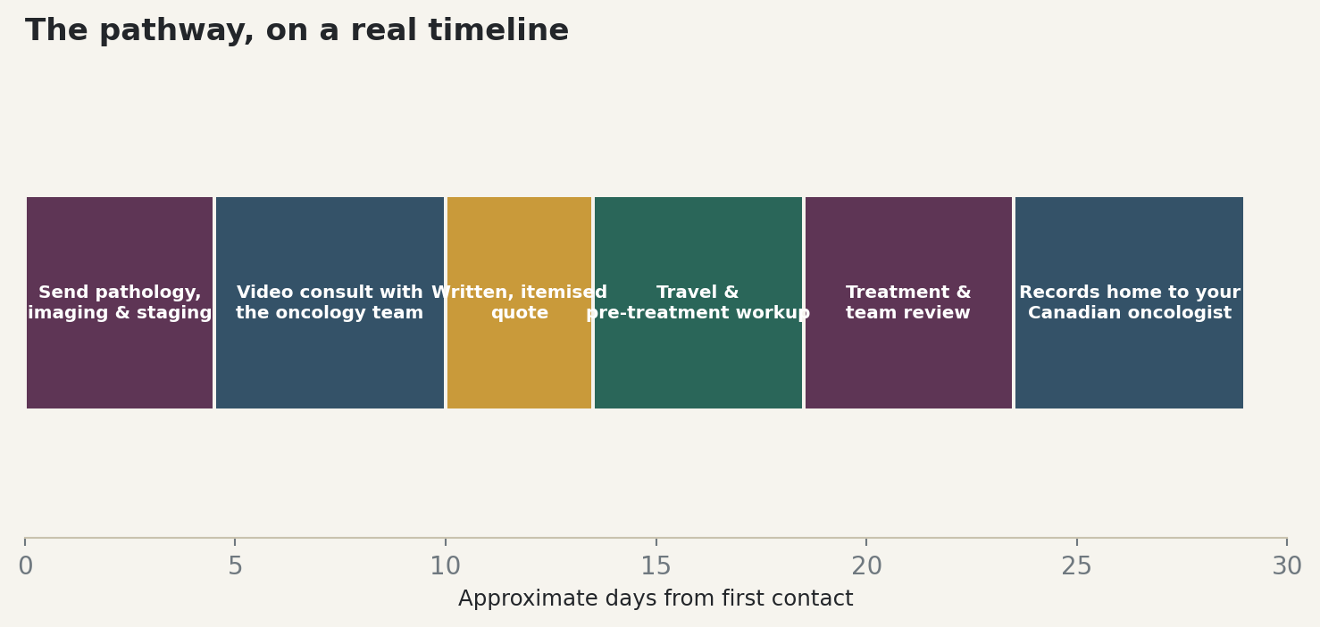 Chart: The pathway, on a real timeline