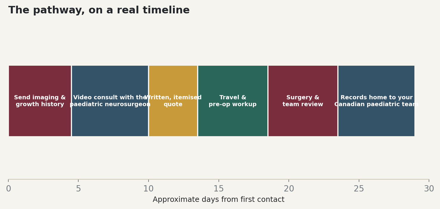 Chart: The pathway, on a real timeline