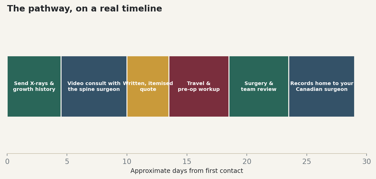 Chart: The pathway, on a real timeline