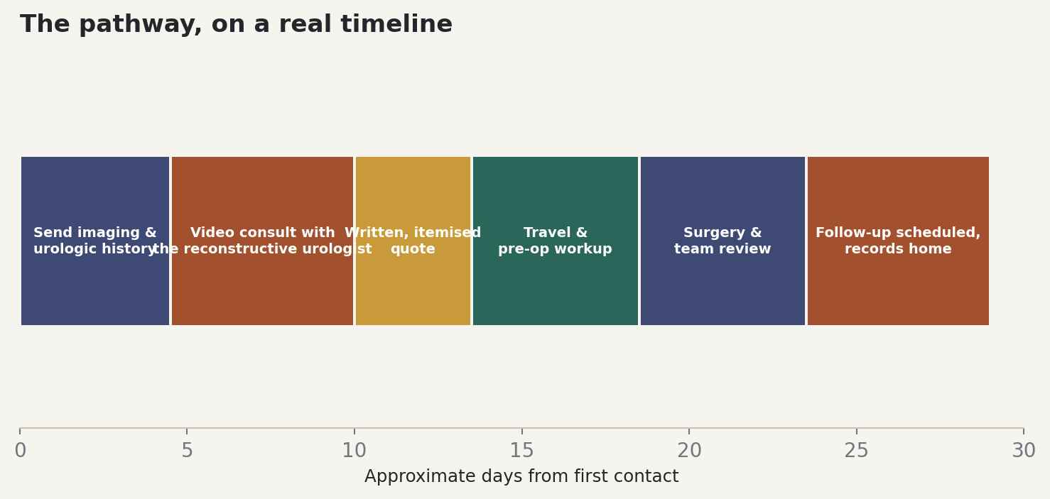 Chart: The pathway, on a real timeline